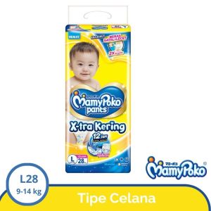 Mamy Poko Pants Standar X-Tra kering Size L 28 Popok Bayi Sekali Pakai ( 9-14 Kg) / NAHISA1