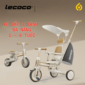 Xe đẩy 3 bánh trẻ em Lecoco 7in1 gấp gọn kiêm xe đạp xe chòi chân dành cho bé từ 6 tháng 5 tuổi tải trọng đến 40KG