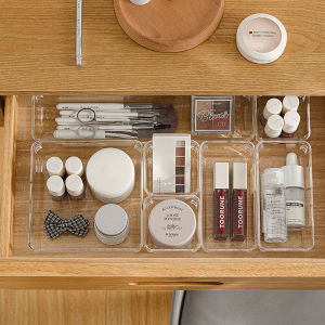 7 Sizes Desk Drawer Organizer boxes transparent Storage Box Case Utensil Makeup Groceries Trays