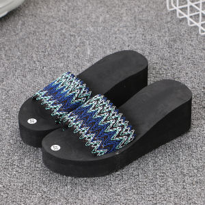 Free Shipping New Summer Styles: Platform-Soled One-Strap Sandals For Women Featuring Ethnic Patterns Thick Soles And A Fashionable Trendy Design