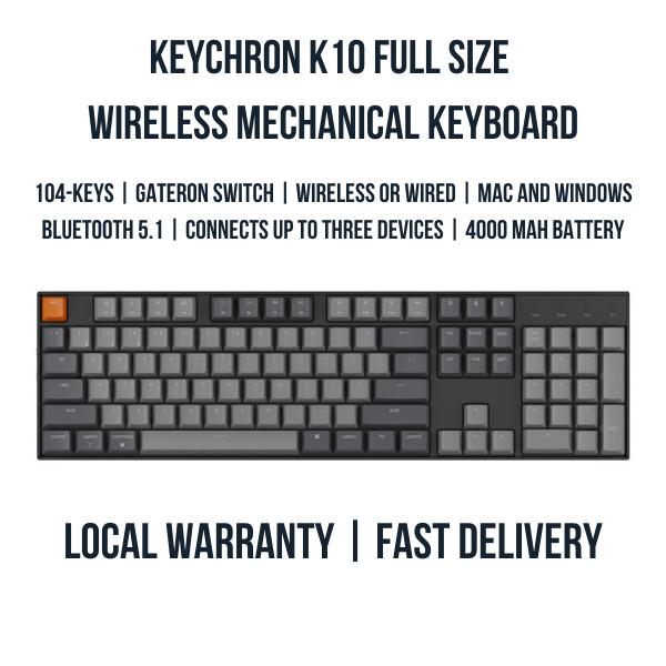 Keychron K10 Full Size Wireless Mechanical Keyboard - Suitable for ...