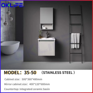 [OKLIFE®]SUS 304 Stainless Steel Bathroom Smart Mirror Cabinet Set Bathroom Dresser Set Large capacity and multi-size