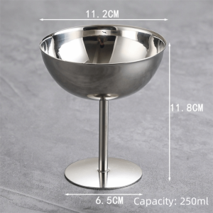 NALANILI Stainless Steel Ice Cream Cup Retro Style High Base Dessert Bowl Ice Cream Pudding High Foot Dessert Cup Kitchen Tableware