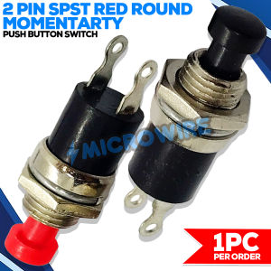 MW 2 Pin SPST Red Round Momentary Push Button Switch