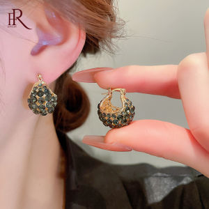 Frascati New Exquisite Rhinestone Big Circle Ear Buckle Hoop Earrings For Women Girl Luxury Wedding Party Jewelry Gift