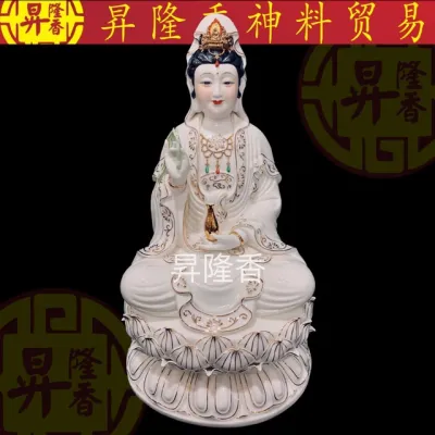 白描金观音菩萨神像（陶瓷）Guan Yin Statues