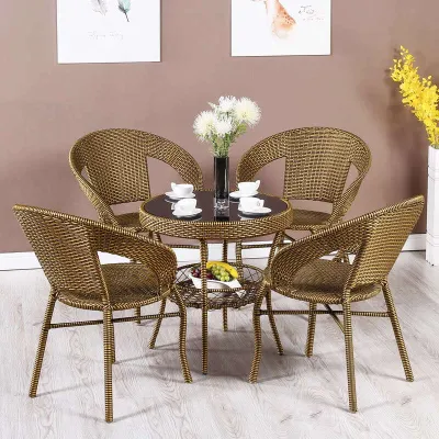 Courtyard Balcony Table And Chair Set Fallow Rattan Chair Coffee Table Outdoor Table And Chair Set