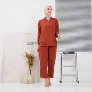 SETELAN WANITA LENGAN PANJANG | SETELAN KEMEJA DAN CELANA KULOT | SETELAN WANITA CRINKLE AIRFLOW KEKINIAN BEST SELLER