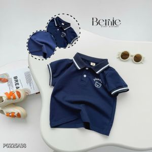 Áo thun polo tay ngắn cổ bo dệt phối họa tiết gấu Plaedia cho bé trai 1 đến 7 tuổi BERNIE P0225A38