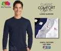 Fruit of the Loom Navy Blue Classic Comfort Style Long Sleeves Tee 165gsm 100% Cotton. 