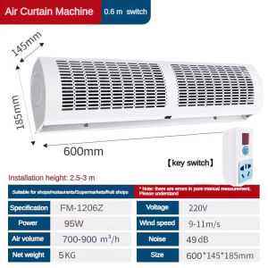 Commercial mute air curtain machine 0.6m / 0.9m / 1.2m home air curtain door blower inverter with remote control