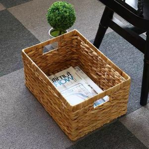 📢Malaysia spot📢 3 specifications Imported Rectangular woven storage Box basket Towel clothes drying desktop debris sorting basket  Hand Woven Rattan Home Storage Basket