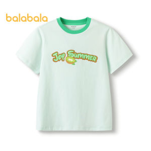 Balabala Children Short Sleeve Girls T Shirt 2024 New Summer Clothes Big Children Little Children Pure Cotton Top Sweet Print