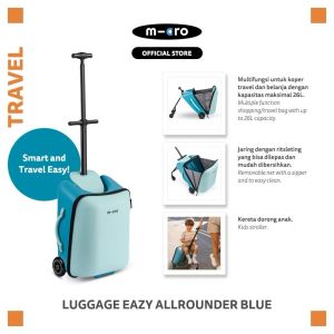 Micro Luggage Eazy All Rounder Pink and Blue - Koper Multifungsi Travelling & Belanja dengan Anak Warna Pink dan Biru | Koper anak lucu cabin size | trike anak | travel bag | koper bisa di dudukin | koper air wheel | tas anak praktis