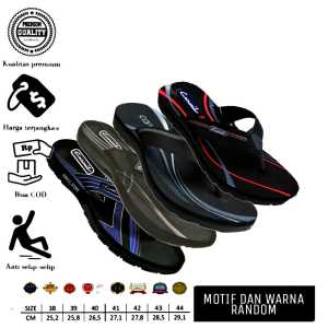 Sendal CARVIL Pria Dewasa ukuran 38 42 Premium MOTIF BIRU HITAM Pasti MURAH DAN AWET COD