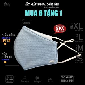 Khẩu trang vải chống nắng 3 lớp chống Tia UV chống Bụi Mịn màu Xanh Biển Azumikichi có thể giặt BZ3
