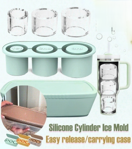 Food Grade Ice Molds Cylindrical Release Silicone Ice Compartment Ice Cube Molds with Boxes