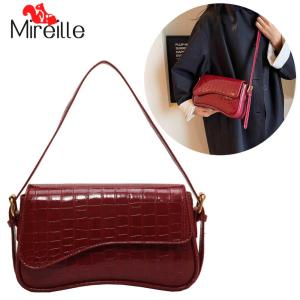 PU Leather Mini Hobo Bag Waterproof Women Single Shoulder Bag Large Capacity Vintage Satchel Bag Solid Color Travel Bags