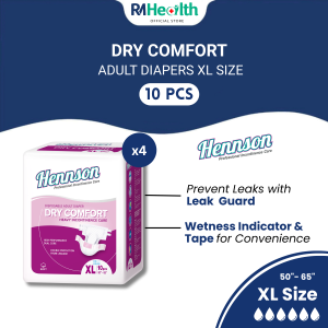 Hennson Dry Comfort Adult Diaper M/L/XL 10S (1Pck / 4 Pck) Disposable Diaper Lampin Dewasa
