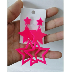 Ngôi sao sáng Bông tai tối giản rỗng hạt Bông tai Neon màu phóng đại hip-hop Bông tai lủng lẳng cô gái phụ nữ