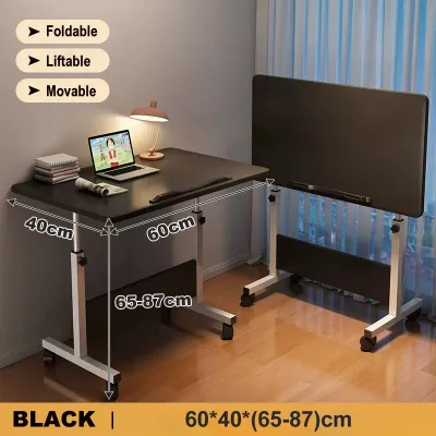 Bedside & Sofa Side Desk Foldable Height Adjustable Rolling Computer Table Multi-functional Foldable Rolling Desk Height Adjustable Easy Move & Store for Home