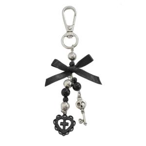 Hợp kim độc đáo Bowknot tim crucifix Keychain thanh lịch trang trí quan trọng biểu tượng tôn giáo Keyring Phụ kiện cho phụ nữ