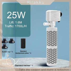 Rilakku 3 In 1 Aquarium Filter Pump Silent Fish Tank Submersible Air Oxygen Aerator Aquarium Air Pump Water Changer Pump Wave Maker