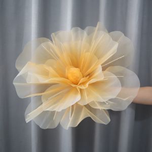 BESTOUR Giant Gauze Artificial Rose Blossoms Large Flower Head 40/50/60cm Simulated Rose Fluffy Petals Yarn Flower Home Garden Decor