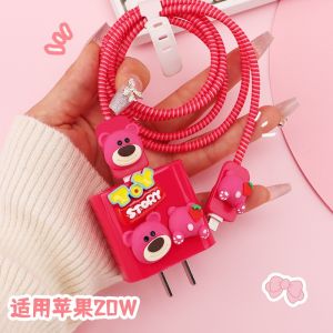 Pelindung Charger Iphone 20w Set 5 Item Karakter Paket Cover Pelindung Kabel & Kepala Charger Untuk Charger Iphone 18w & 20w