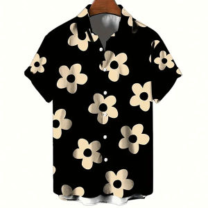 789MALL Hawaiian For Mens Polo Outfit For Men beach Polo Shirt Floral Polo Shirt Summer Shirt Short Sleeve