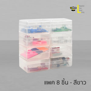UDEE กล่องพลาสติกเล็กอเนกประสงค์ กึ่งโปรงใส ขนาดกระทัดรัดรูปทรงสี่เหลี่ยมจัตุรัส สามารถพกพาได้ (5.9 x 5.9 X 2.7 ซม)
