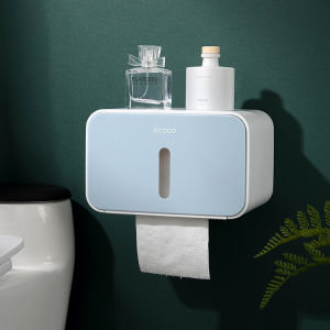 Ecoco Tissue Box Paper Roll Holder Paper Dispenser Wall Mounted Free Punch Bathroom Toilet Paper Storage Full Cover Waterproof Tissue Rack
