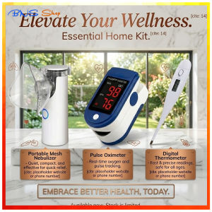 Portable Nebulizer Inhaler Ultrasonic JSL-W301 Plus Oximeter Blue Plus Digital Thermometer