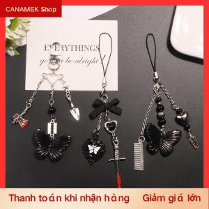 CS Gothic Punk điện thoại Mặt dây chuyền móc chìa khóa bướm trái tim ngọt ngào mát mẻ điện thoại chuỗi Tai nghe trường hợp túi trang trí mặt dây chuyền