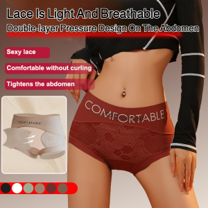 Double Layer Tummy Control Women Panties Seamless Lace Silk Hip Lifting Tummy Control Pants