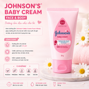 Kem dưỡng ẩm Johnson’s Baby Cream Face & Body Dưỡng ẩm Làm mềm da cho bé 50g Thái Lan