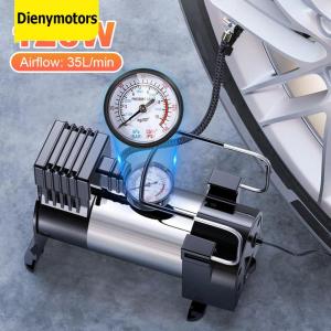 12V Car Tire Pump with Pressure Gauge Car Electric Air Pump Cylinder Power System Mini Air Compressor Car Tyre Inflator