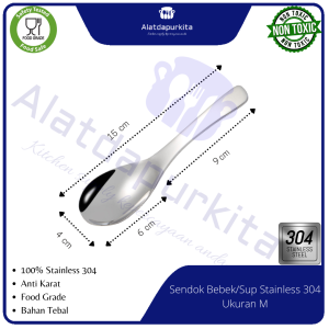 Sendok Bebek Lebar Stainless 304 Tebal Panjang 15 cm