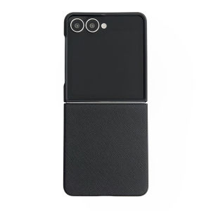 Classic Business Z Flip 7 Embossed Leather Case Back Cover Cross/Pebble/Crocodile Grain Samsung Galaxy Z Flip7 Casing Drop Proof Durable Hard PC Protective Phone Case Accessories