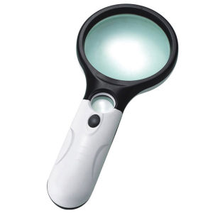 White Magnifying Glass Handheld 45X Magnifier With 3 LED Light For Reading Magnifying Glass Jewelry Loupe