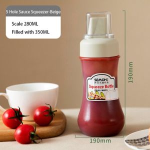 EFHL0357 Botol Dispenser Saos Cuka Minyak Mayonaise 3 Lubang 280ml Bahan Tebal Perlengkapan Dapur