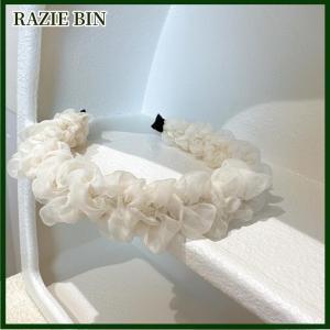 RAZIE BIN Lưới sợi xếp li Headband headpiece phụ nữ Organza Headband màu tinh khiết xếp li mặt rửa mũ nón linh hoạt Phụ kiện tóc