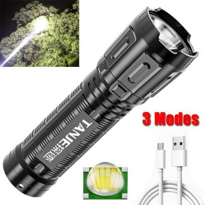LED P500 Strong Light Flashlight Portable USB Rechargeable ABS Material Durable Lamp