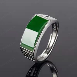 GIIKING Elegant Mens Rings Jasper Inlaid Rings
