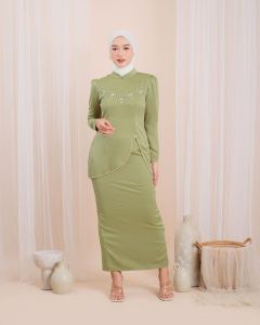 One Set Wisuda Felicya Baju Kurung Melayu Polos Satin Dress Kondangan Payet Mewah Wisuda Lamaran