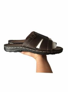 รองเท้าแตะหนัง รองเท้าผู้ชาย รองเท้าหนัง พื้นเรียบ ราคาถูก เย็บติดพื้น