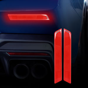 2pcs Car Body Reflective Warning Tape Stickers Auto Bumper Reflector Sticker Night Safety Driving Anti-collision Stripe Decals