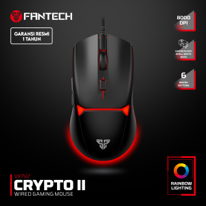 New Fantech CRYPTO II VX7V2 / VX7 Versi 2 Wired Gaming Mouse Macro 8000 DPI 6 Macro Button Programable RGB Rainbow Lighting Effect Garansi Resmi 1 Tahun