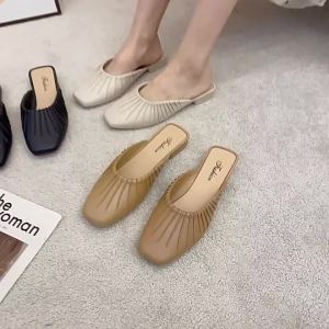 WomenS Open-Toe Slippers For Outdoor Wear 2026 Summer New Style Flat Sole Slip-On Non-Slip Soft Sole Half Slippers