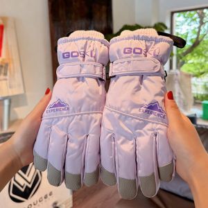 DAN S หน้าจอสัมผัสหน้าจอ ถุงมือสโนว์บอร์ด เก็บความอบอุ่น กันลม ถุงมือเล่นสกี แฟชั่นสำหรับผู้หญิง กันน้ำกันน้ำได้ ถุงมือเต็มนิ้ว หญิง/หญิง